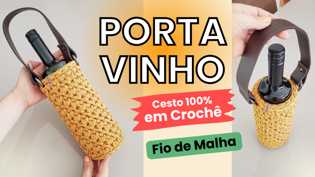 Porta-Vinho em Crochê para Iniciantes Ponto Diagonal em Crochê Passo a Passo Wine Bag em Crochê (1)